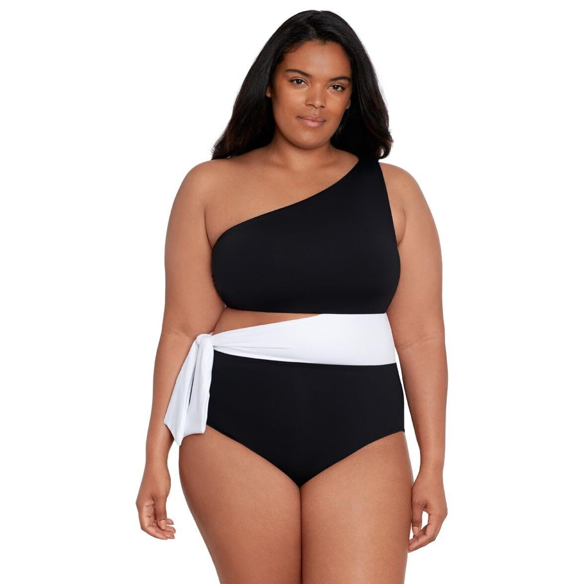 Lauren Ralph Lauren Plus Size Bel Air Cut Out One Shoulder One Piece 16w